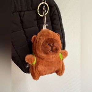 Capybara plush keychain/ bag charm with a turtle backpack!